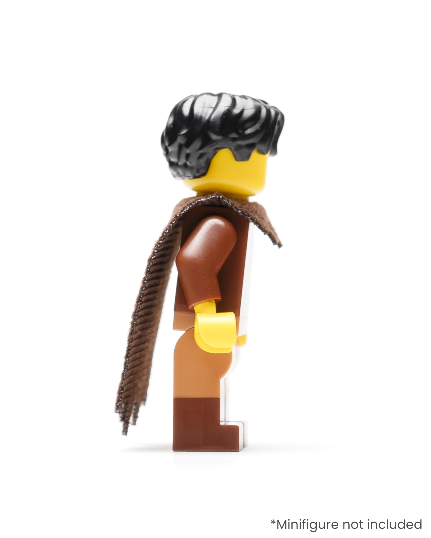 Profile of a LEGO minifigure wearing a tattered cape