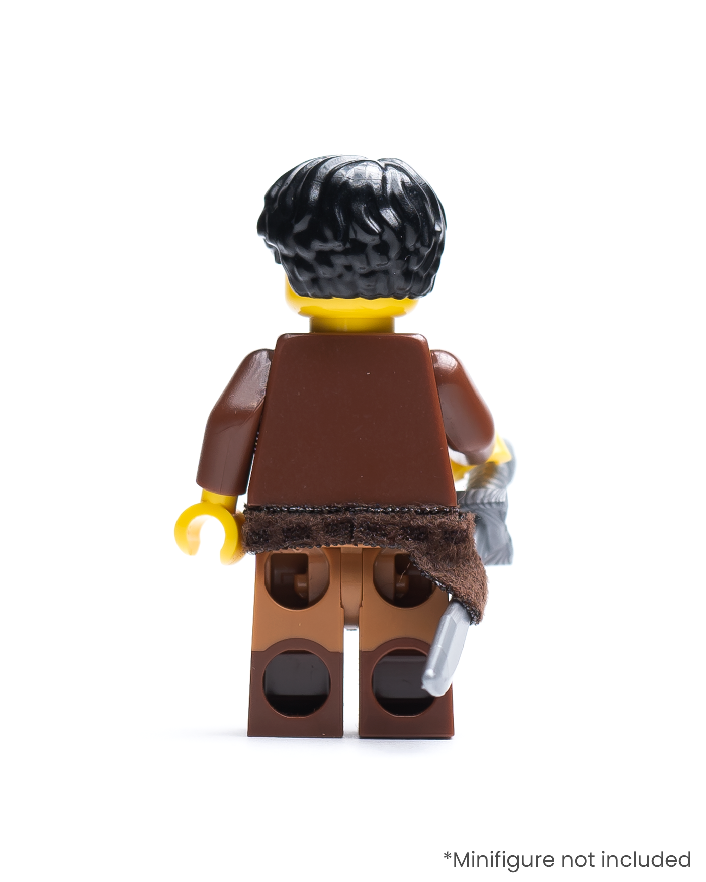 Rear view of LEGO minifigure wearing a belt with a scabbard and sword