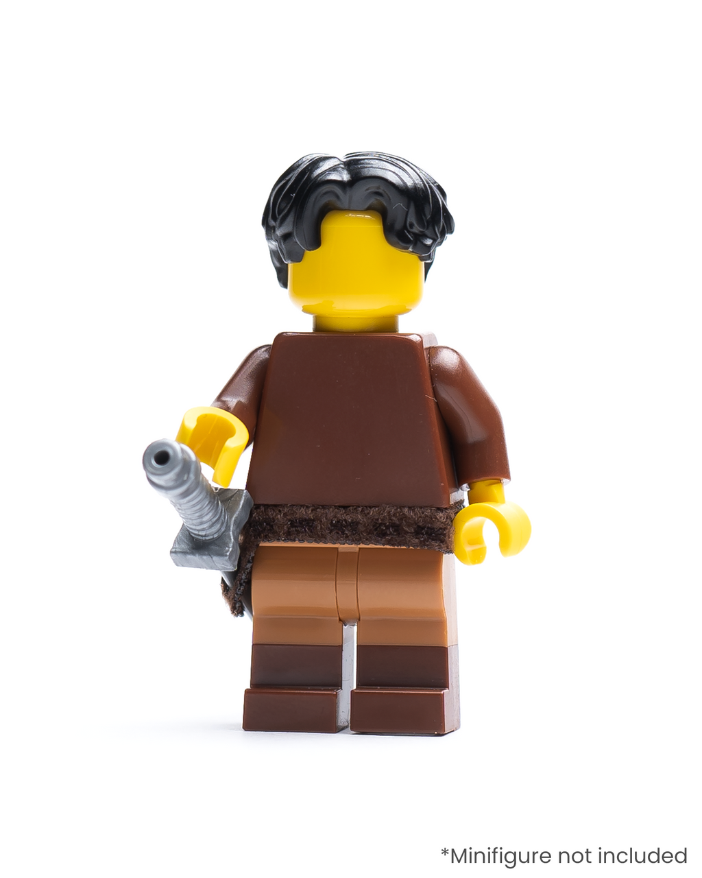 LEGO minifigure wearing a belt with a scabbard and sword against a white background