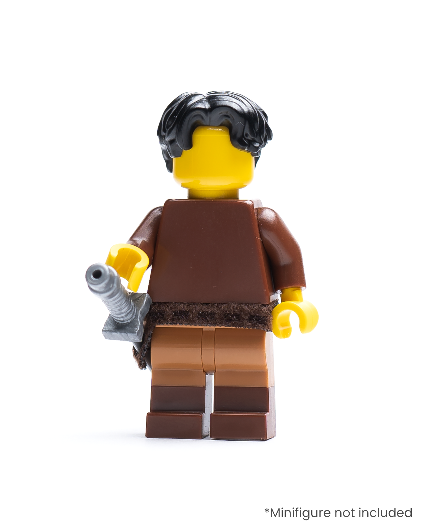 LEGO minifigure wearing a belt with a scabbard and sword against a white background