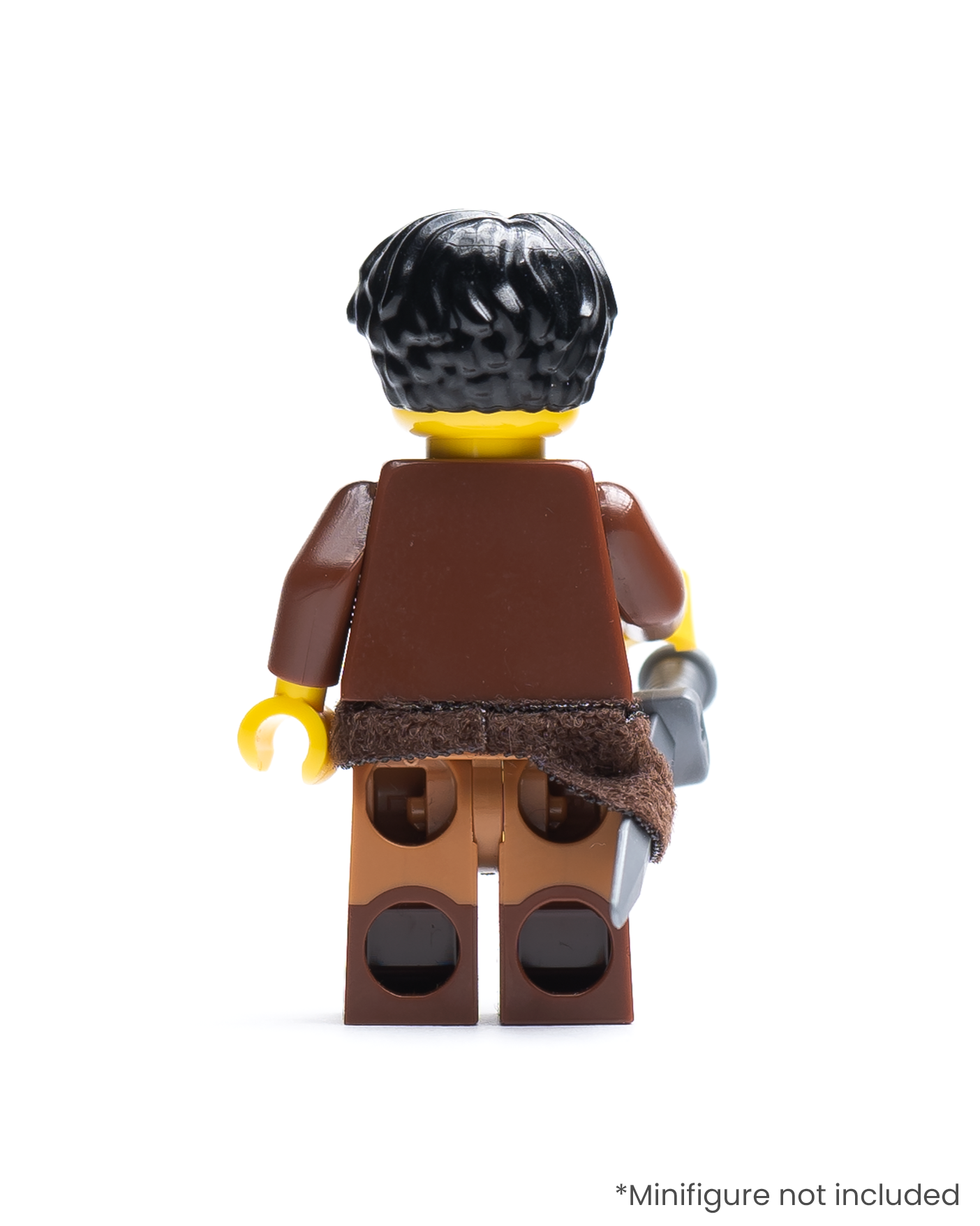 Rear side of LEGO minifigure wearing a belt with a scabbard and sword