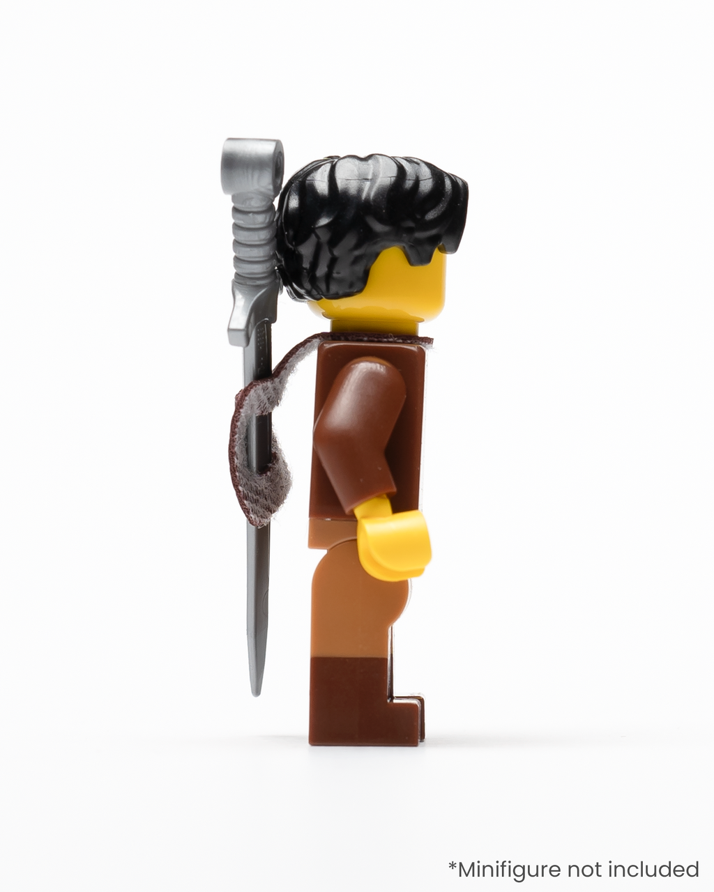 Profile of a LEGO minifigure wearing a sword in a sheath on its back