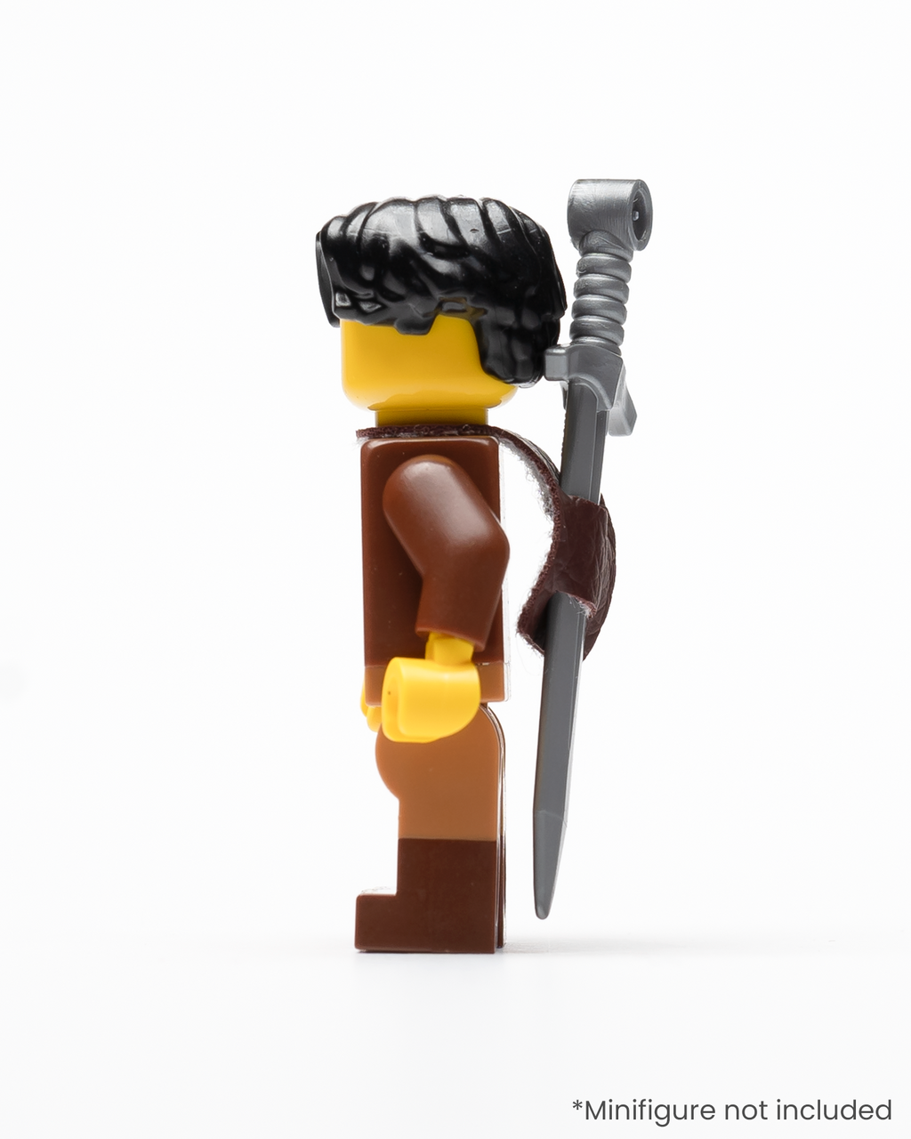 Profile of a LEGO minifigure wearing a sword in a sheath on its back