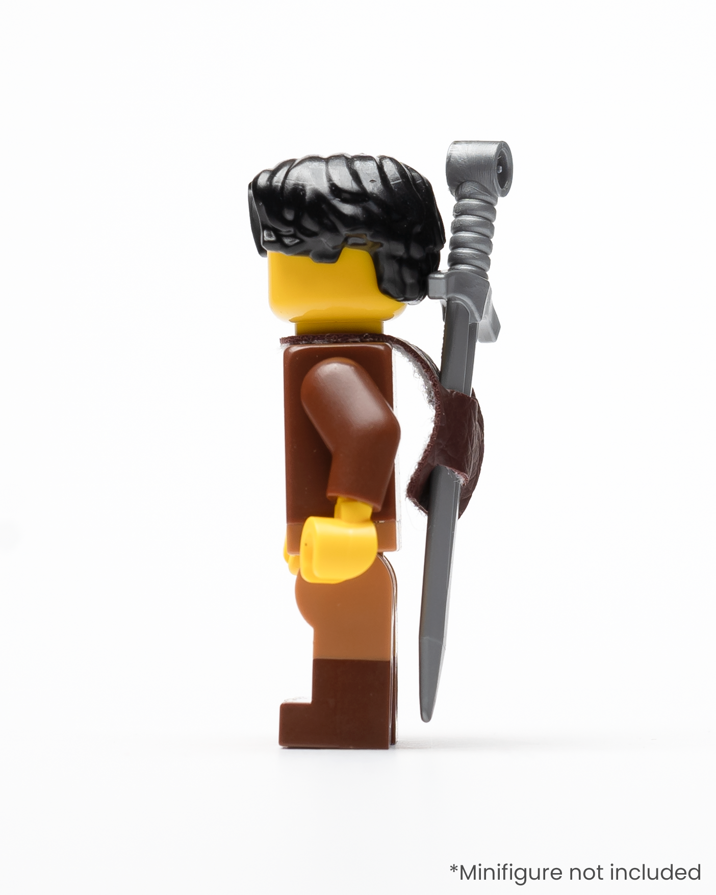 Profile of a LEGO minifigure wearing a sword in a sheath on its back