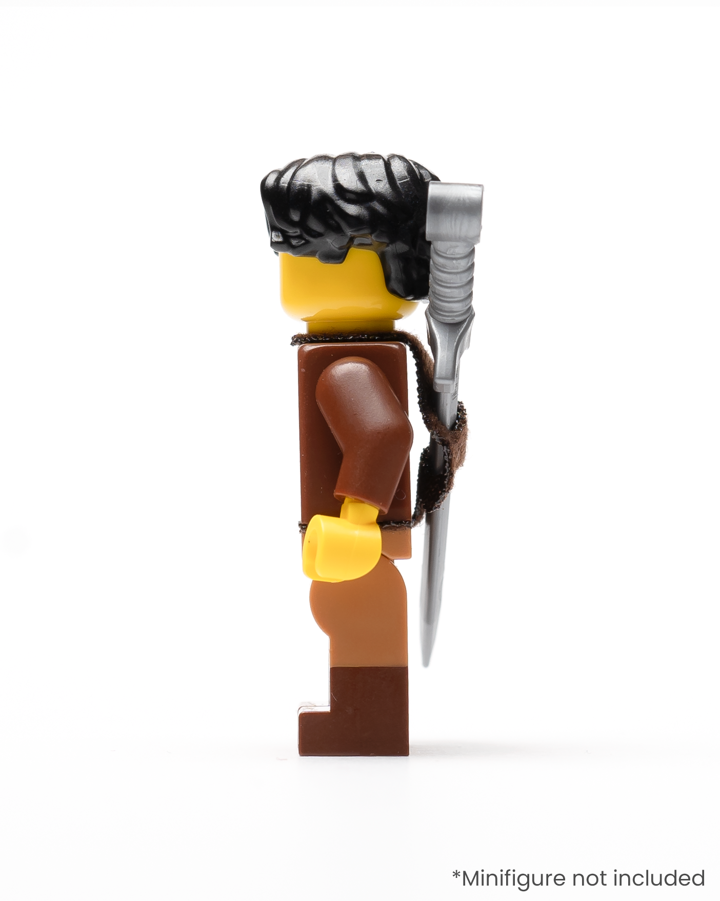 Profile of a LEGO minifigure wearing a sword in a sheath on its back