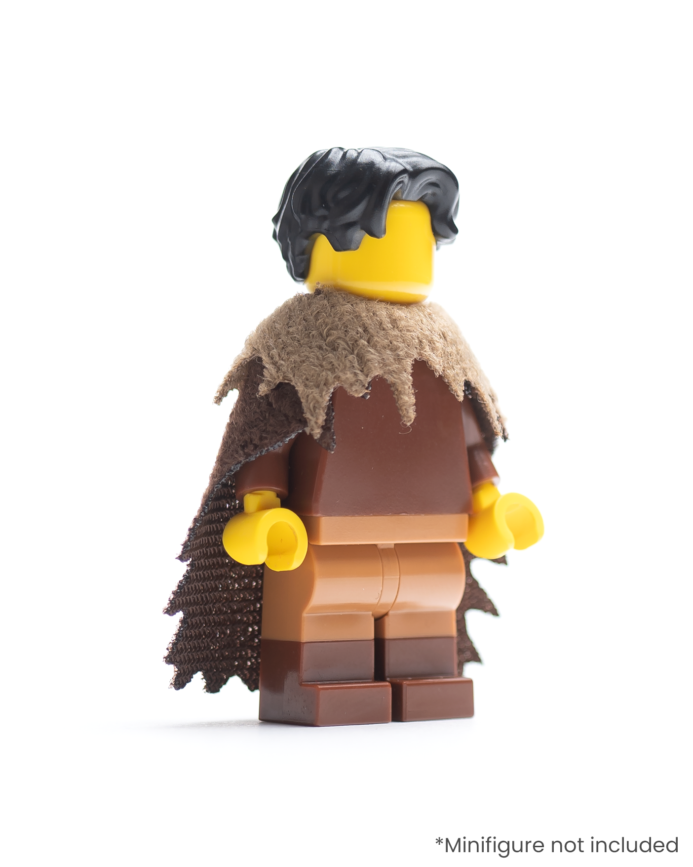 LEGO minifigure with a tattered cloak and fur collar on a white background