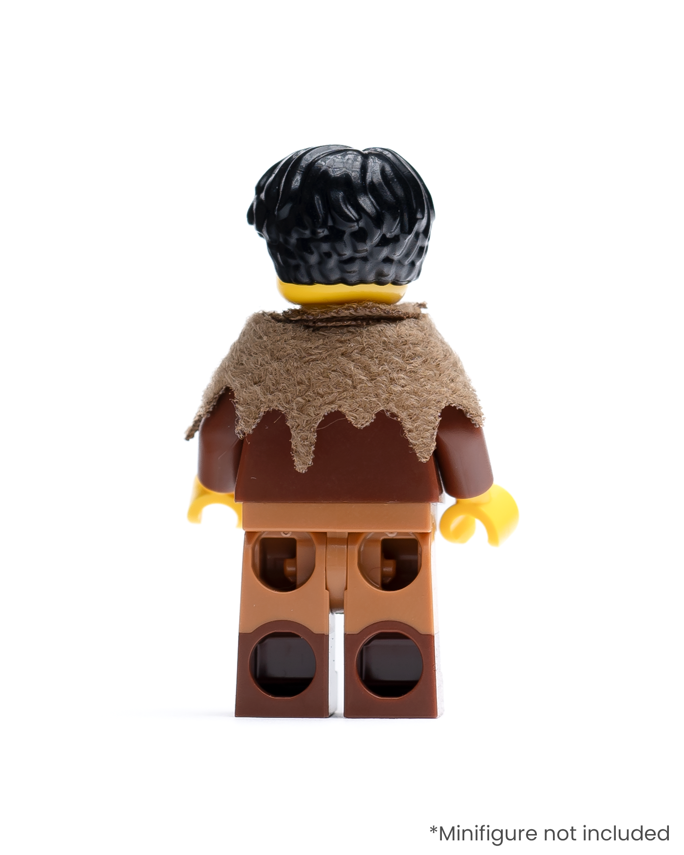 Rear view of LEGO minifigure with a fur collar on a white background